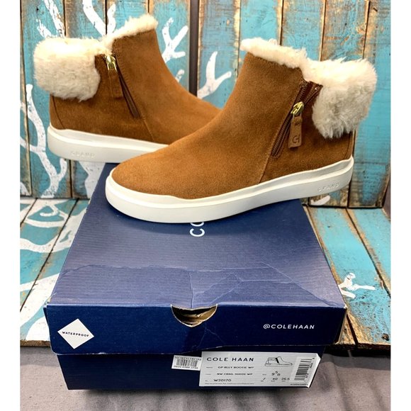 Cole Haan Grandpro Rally Waterproof Boot - Caramel Suede, Size 9.5B (W20170)